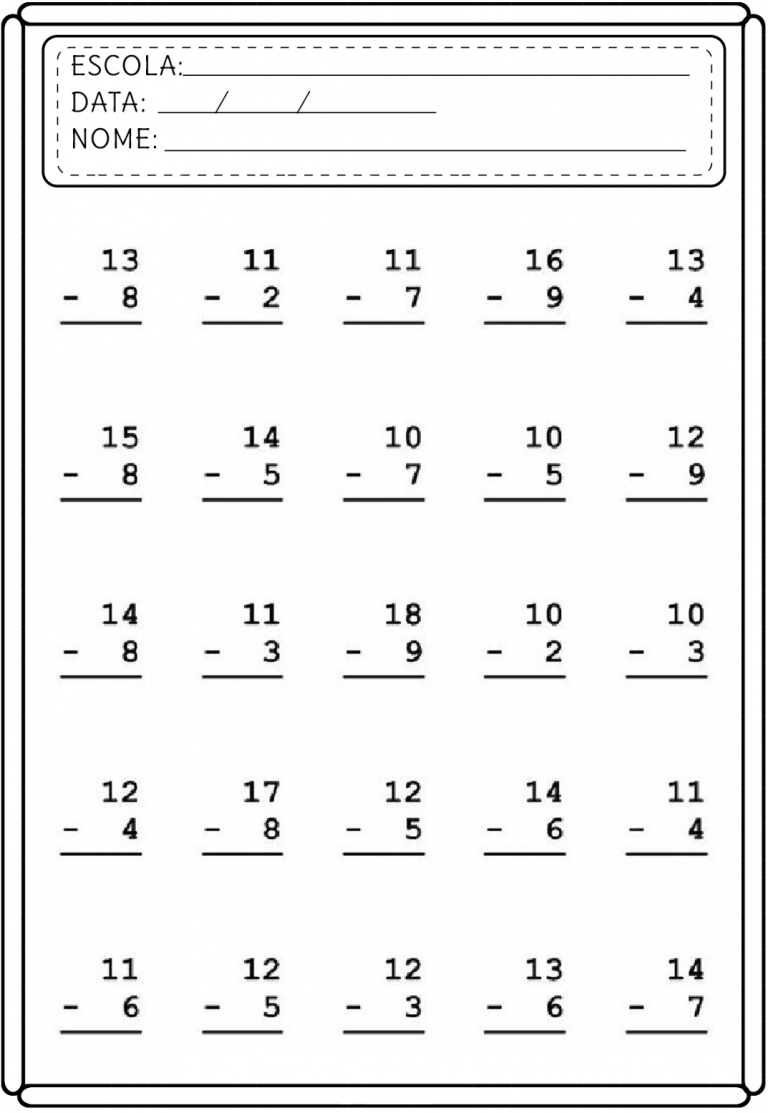 Atividades de Matemática 1º ano.